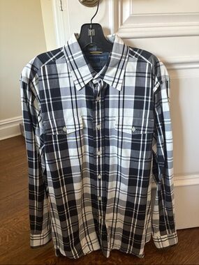 Tommy Hilfiger Men’s Black & White Plaid Button-Down Shirt